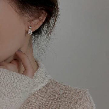 DAIIIBABYYY  -   Plated Pearl Stud Earrings Water Drop Shiny Zircon Morning Dew Earrings for Women Wedding Jewelry